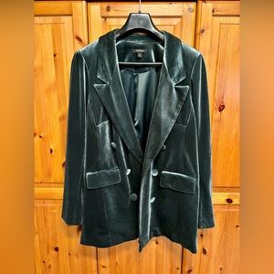 Torrid Blazer Dark Green Velveteen Stretch Size 1 NWOT